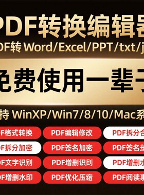 PDF编辑器转word修改Excel拆分合并DC2025/2024软件PPT去水印图片