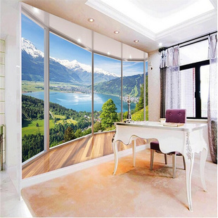 Lake Balcony Snowy Landscape Wallpaper 极速.beibehang u3D