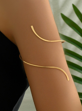 欧美金属线条几何弯曲臂环脚链