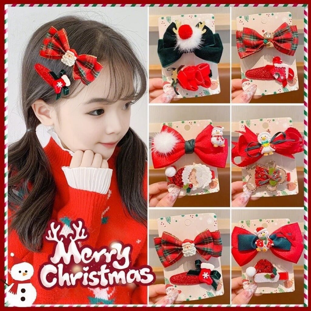 韩版儿童铃铛蝴蝶结发夹女童刘海侧边顶夹圣诞节可爱公主发卡头饰