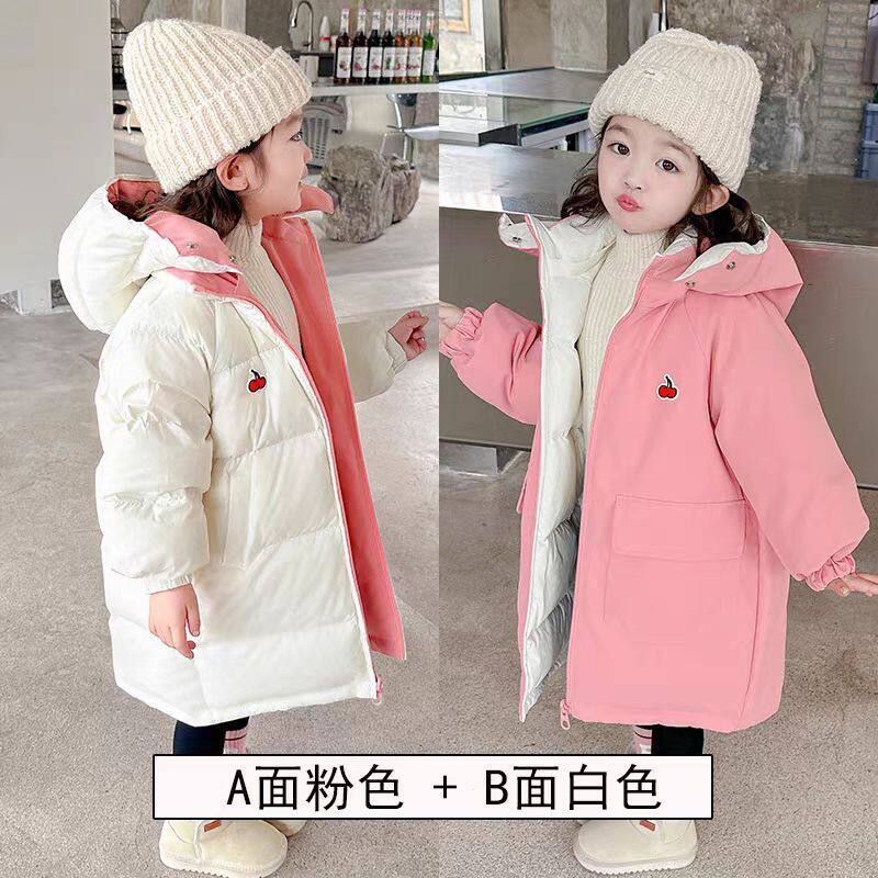 新款儿童双面穿羽绒服女童加厚保暖鸭绒中大童冬装中长款外套