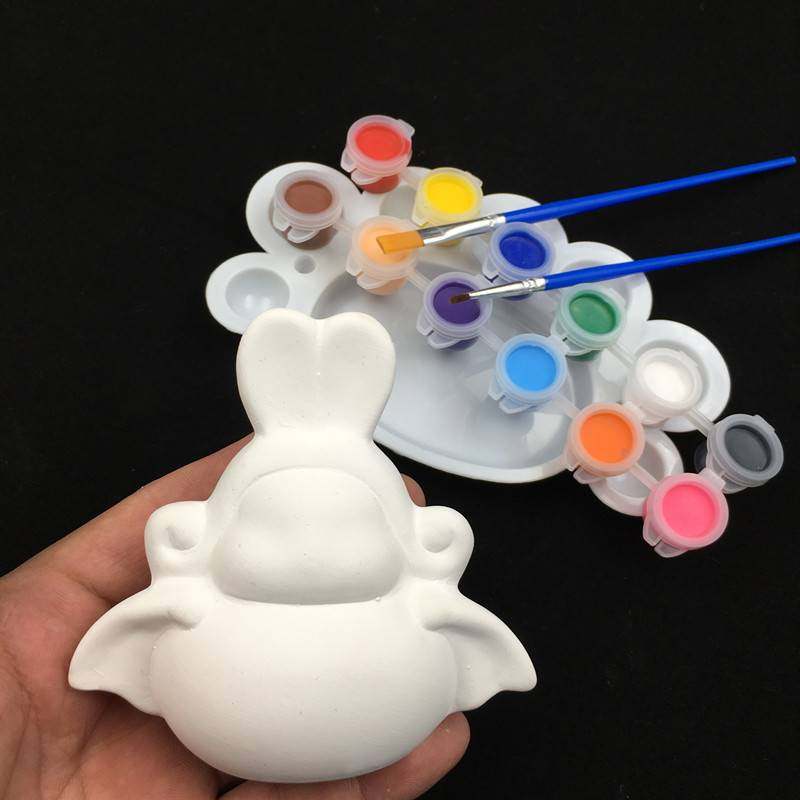 北京兔儿爷陶瓷白坯兔新年吉祥物手工兔爷美术彩绘教学材料包.