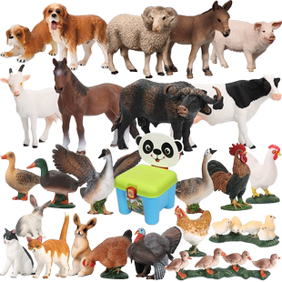 仿真动物模型玩具农场猫咪狗公鸡猪鸡鸭鹅兔子家禽认知儿童礼品