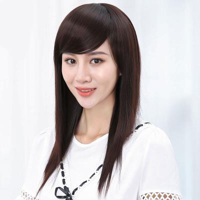 正品假发女长发长直发圆脸网红自然气质斜刘海修脸锁骨中长发型假