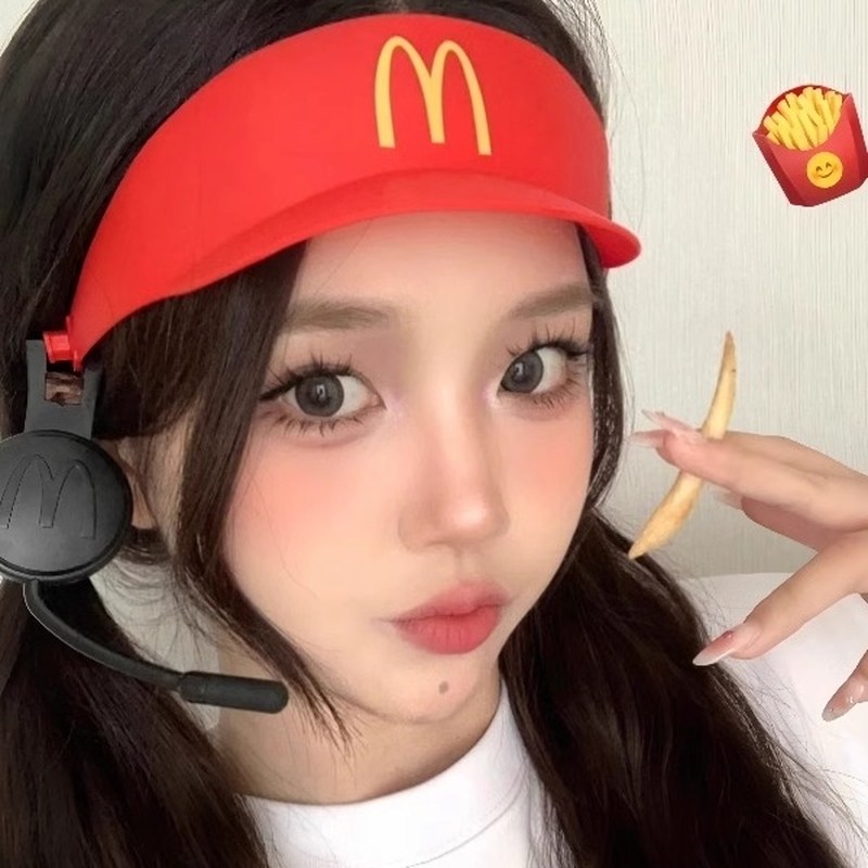 小红书同款麦当劳帽子收银员对讲机玩具儿童乐园过家家遮阳自拍帽