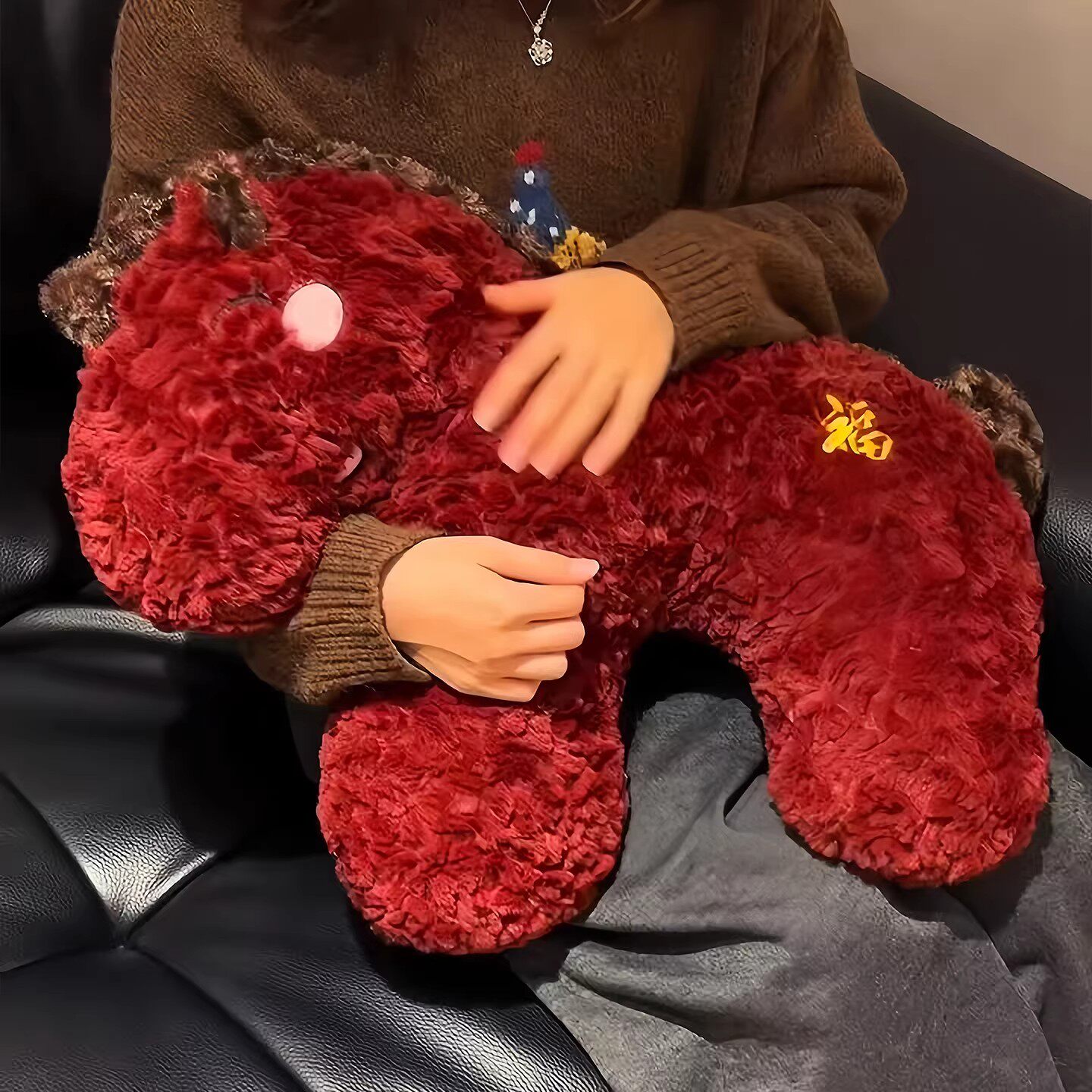 福运小马抱枕2026马年吉祥物沙发靠枕新年喜庆布置家用高颜值新款