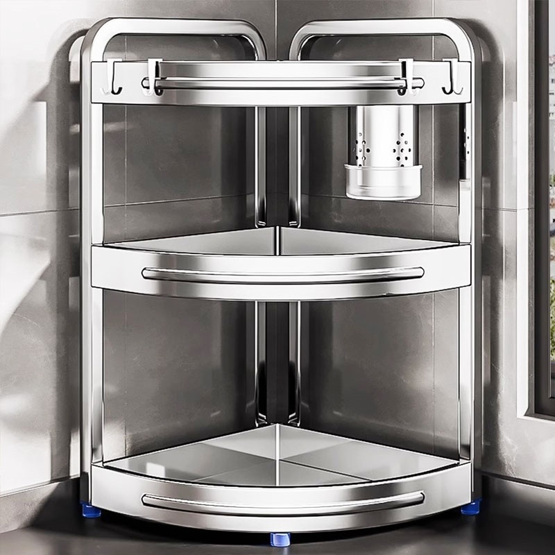 不锈钢厨房多功能置物架三角架调料转角放酱油醋置物架2025新款