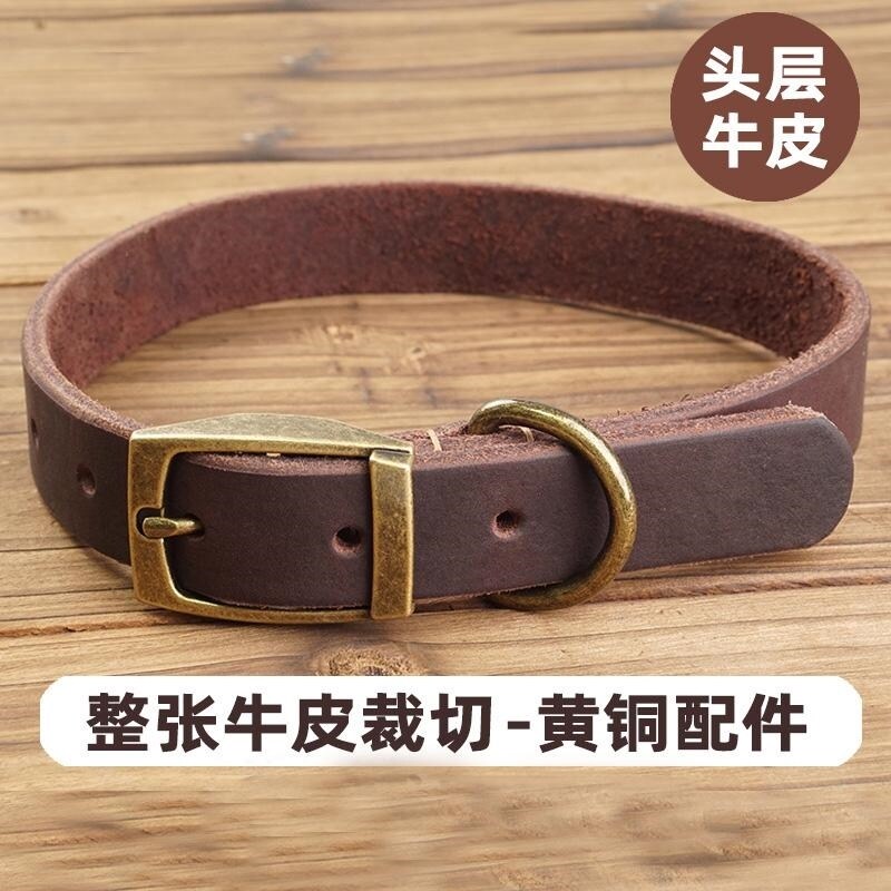 牛皮狗狗项圈小狗颈圈脖圈小型犬中大型犬比熊宠物专用真皮狗脖套