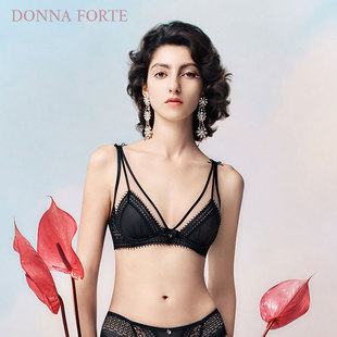 DonnaForte流苏蕾丝薄款 Gaea 法式 三角杯内衣女性深V镂空文胸