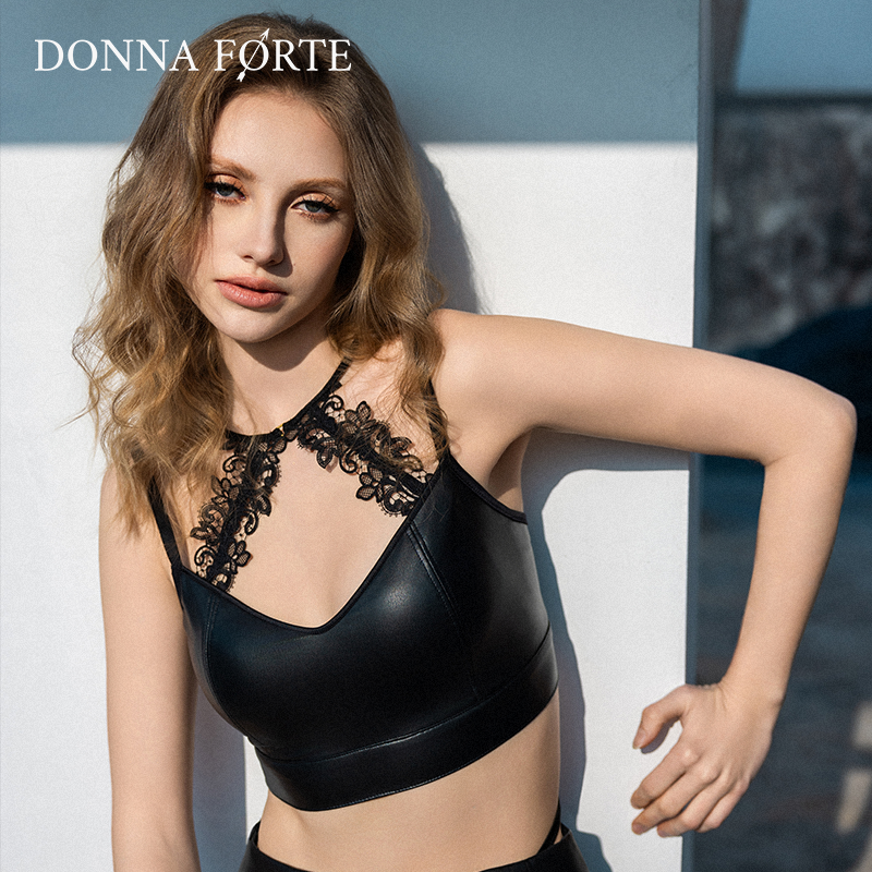 DonnaForte无钢圈聚拢水溶蕾丝皮革马甲内衣可外穿|Paloma Edgy