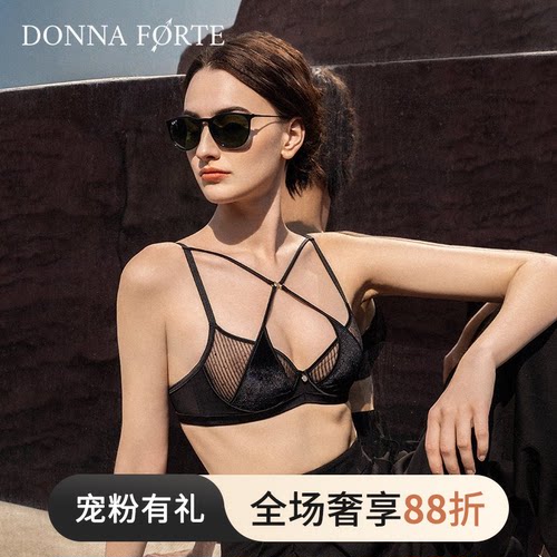 DonnaForte内衣X型丝光绒拼刺绣超薄大胸显小文胸|Paloma Nexus