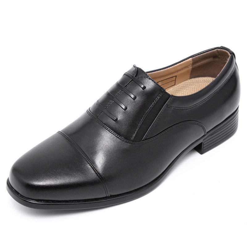 三接头皮鞋春秋商务正装免系带潮流时尚低帮配发鞋保安演出道具鞋