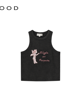 310MOOD小天使水洗修身背心2025夏季新款透气百搭无袖吊带上衣女