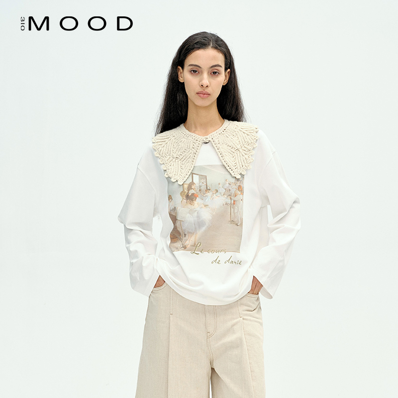晨间芭蕾印花时尚百搭长袖T恤
