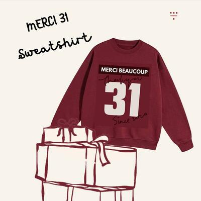 310 MOOD新年Merci 31好运红色卫衣2025新款春季圆领内搭上衣百搭