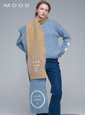 310MOOD ICON情绪针织外搭披肩刺绣百搭简约围脖围巾女