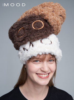 310MOOD 时髦单品Logo羊毛泰迪熊简约百搭时尚刺绣字母头带女