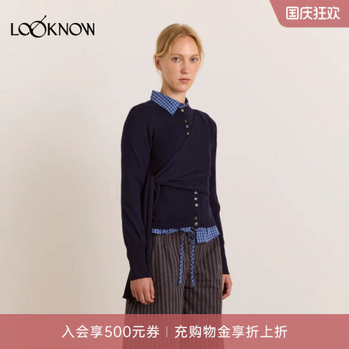 藏蓝系带上衣