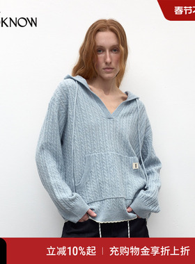 madeinormal绞花系列LOOKNOW25年春休闲宽松连帽长袖针织衫女