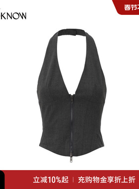 madeinormal设计师品牌LOOKNOW2025秋冬灰色西服挂脖调节吊带