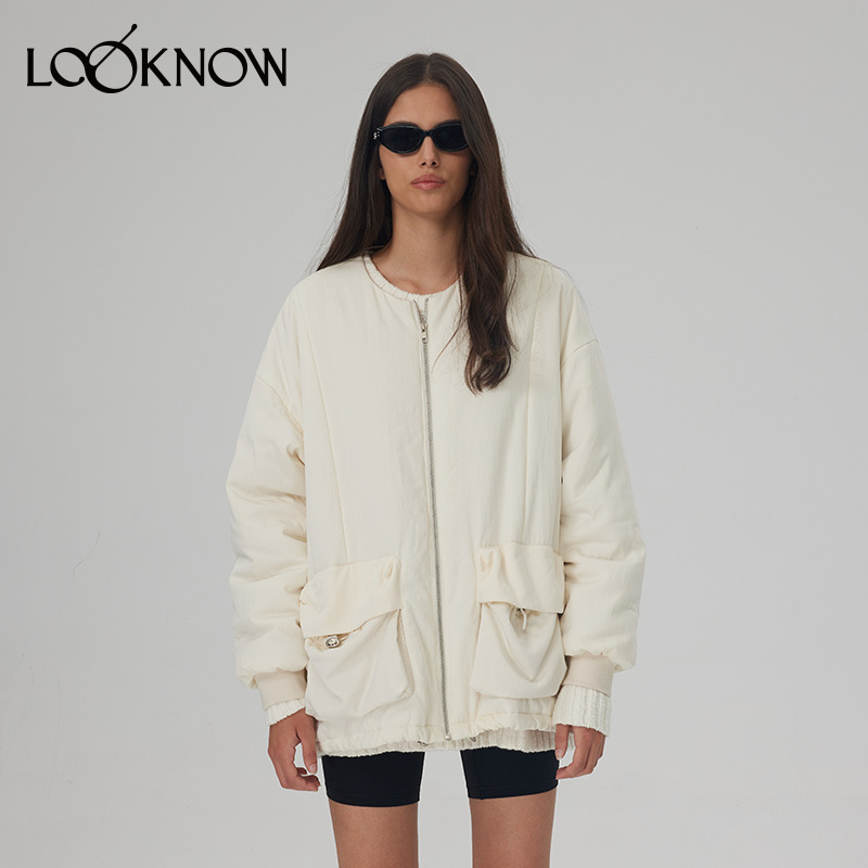 madeinnormal圆领大口袋填充外套