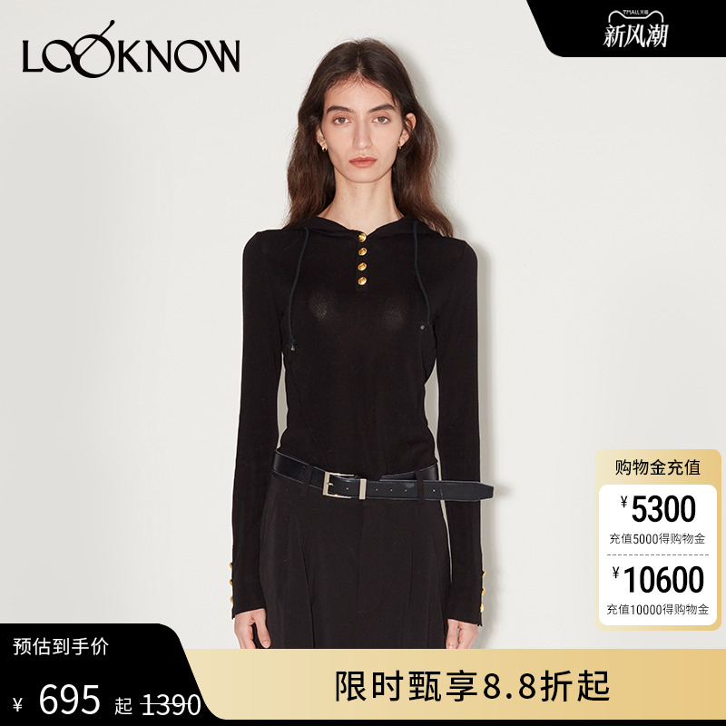 IFBYLAND弹力连帽纽扣针织衫