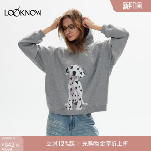 新款 fan设计师品牌LOOKNOW冬季 灰色爱心斑点狗卫衣 not