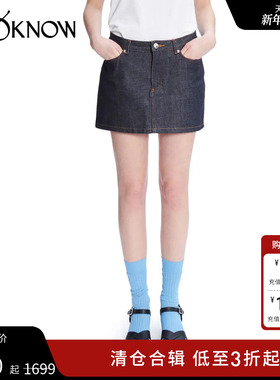 A.P.C.设计师品牌LOOKNOW24早秋新款辣妹水洗靛蓝色迷你短裙女