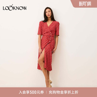 多色樱桃印花围裹式 Rouje 新款 LOOKNOW2026春季 连衣裙