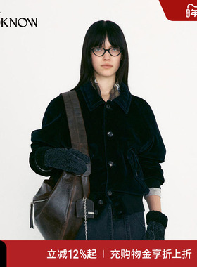 LOW CLASSIC x LOOKNOW2025秋季新款深蓝色短夹克女