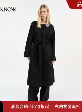 Skall Studio X LOOKNOW设计师品牌2025秋冬新品黑色长款大衣女