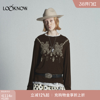 AUBRUINO X LOOKNOW设计师品牌2025年春季新蕾丝印花长袖女