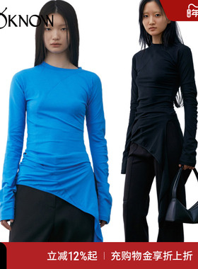 LOW CLASSIC设计师品牌LOOKNOW2024年秋新款不规则长袖T恤女