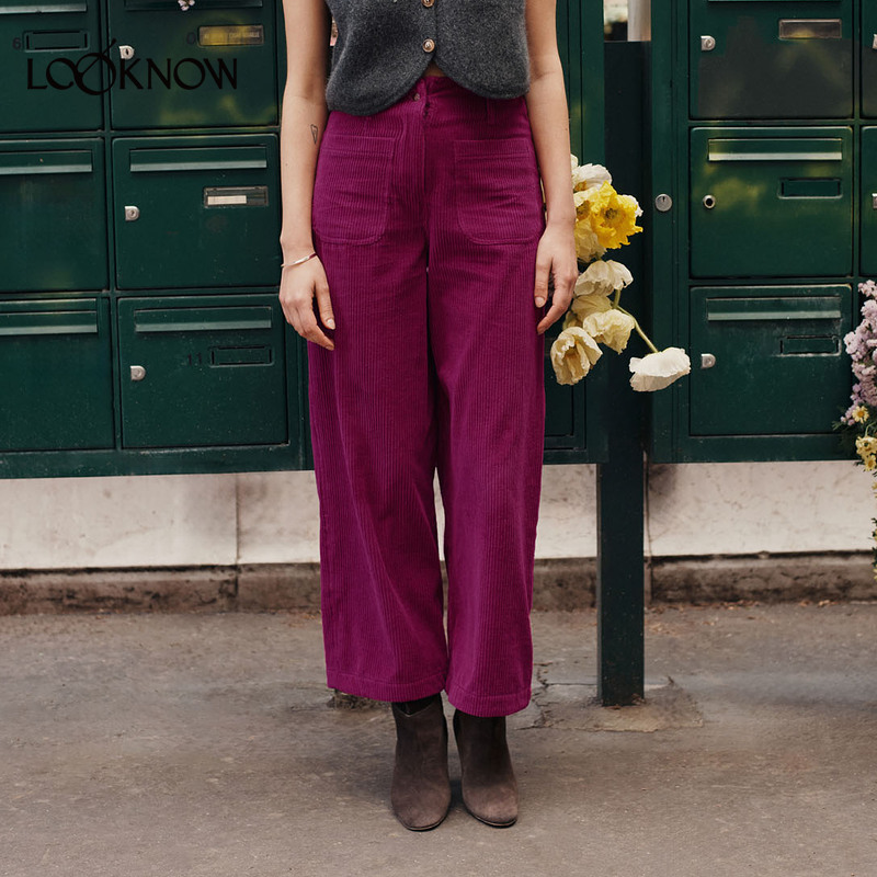 LOUISE MISHA X LOOKNOW设计师品牌25秋冬新款紫色阔腿长裤女