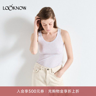 american vintage LOOKNOW26春季新品浅灰色圆领背心