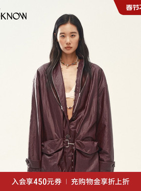 Medium Well X LOOKNOW2025年秋季新款拉链夹心领涂层外套女