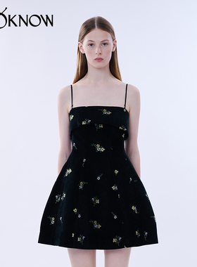 MING MA设计师品牌LOOKNOW24春夏新款显瘦提花绝美吊带连衣裙女