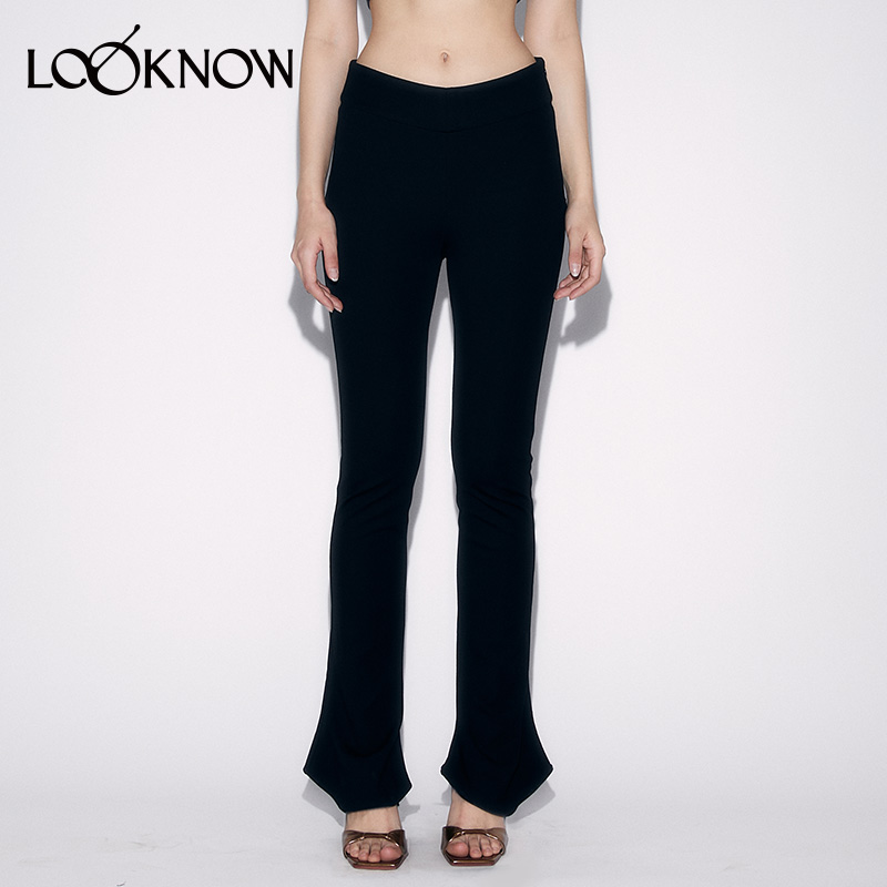 Madeinnormal黑色经典v腰马蹄裤