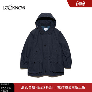 nanamica x LOOKNOW2025年秋冬新款深橄榄色连帽翻领夹克外套女