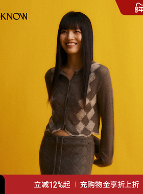 nume X LOOKNOW设计师品牌2025年秋季新款马海毛格纹开衫女