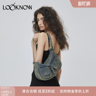 LAND设计师品牌LOOKNOW秋冬口袋牛仔腋下包大号
