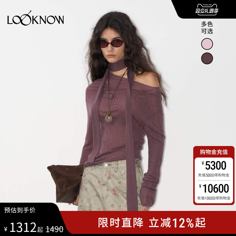 IFBYLAND斜肩薄透绵羊毛上衣