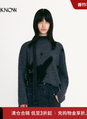 LOW CLASSIC X LOOKNOW2025冬季新品多色猫咪长袖针织衫毛衣女