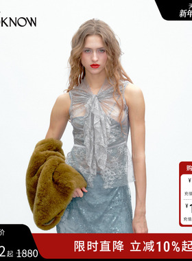 JACQUES WEI设计师品牌LOOKNOW2025年秋季浅灰色宫廷领蕾丝背心