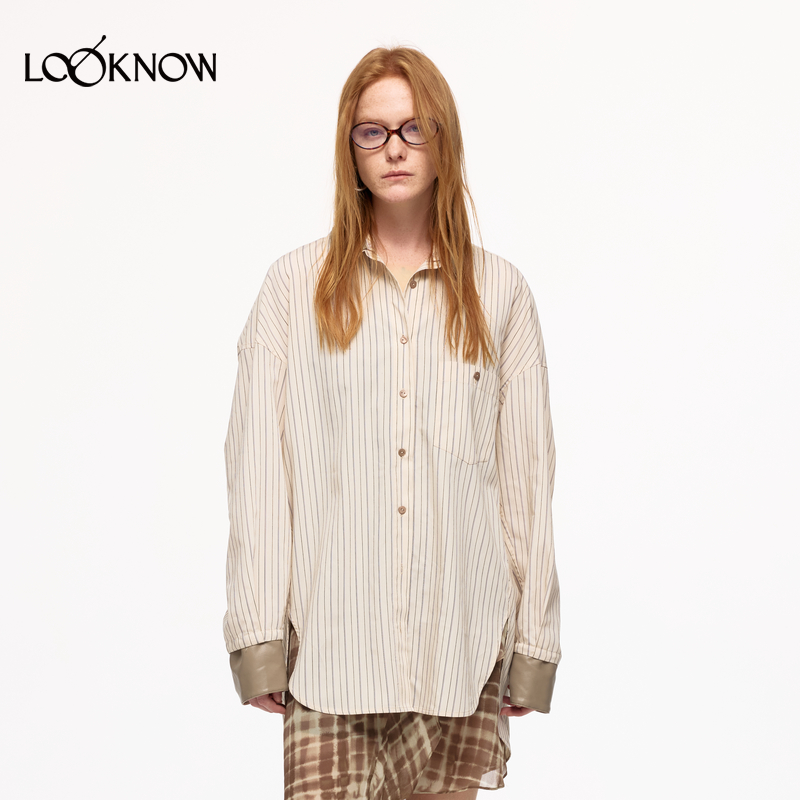 IFBYLAND可拆卸皮领廓形衬衫