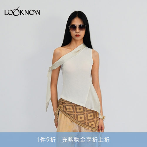 halfmoon X LOOKNOW设计师品牌26春夏新品斜肩面料拼接针织背心