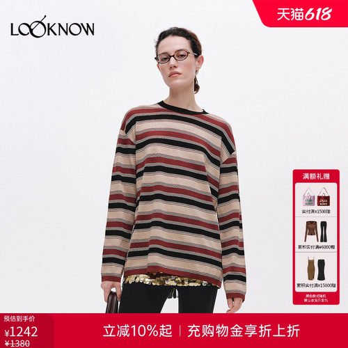 ICE DUST x LOOKNOW2026春夏新品亮光条纹圆领衫