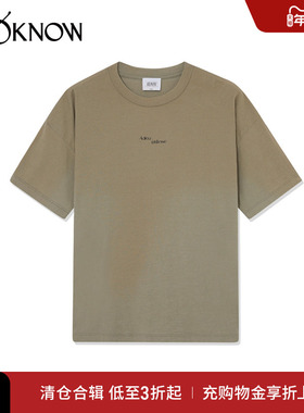 ANDAHALF设计师品牌LOOKNOW早秋新款做旧SLOGAN印花短袖T恤