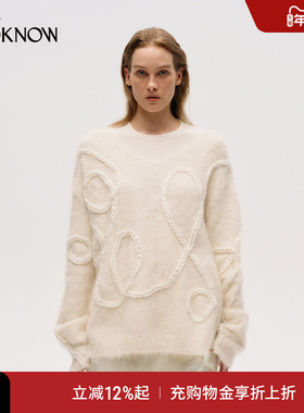 ICE DUST x LOOKNOW2025冬季新款立体麻花宽松套头毛衣
