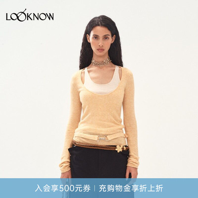 MEDIUM WELL X LOOKNOW新款假两件钩扣上衣女